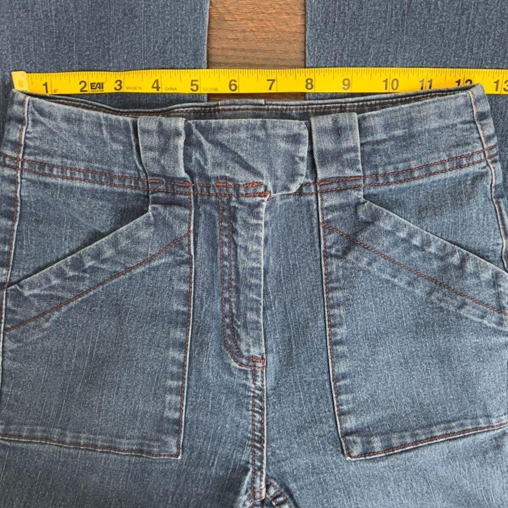 Women's Denim Flare Jean Forever 21 Size Small wt vertically elongated pockets - Picture 4 of 8